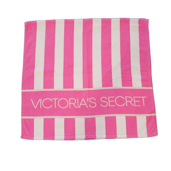 Victoria's Secret LIMITED RARE Signature Logo Beach Towel Pink White Pool Beach - Picture 1 of 9